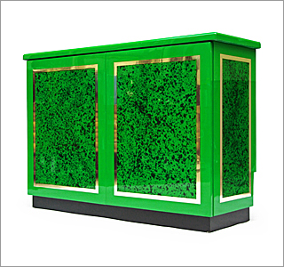 1970's Green & Brass Cabinets - Click For More Information