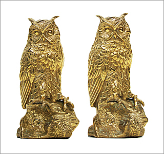 Pair Of Brass Owls - Click For More Information